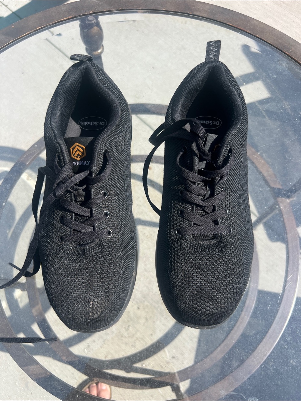DYKHMILY Black Knit Steel Toe Safety Work Shoes Unisex Men 8.5 / Women 10.5